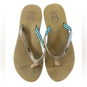 Kuailu | Women’s tan / brown flip flops, foam sole arch support size 7.5